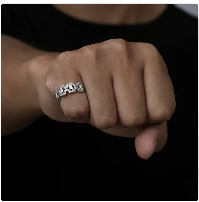 Vintage Rhinestone Inlaid Statement Ring