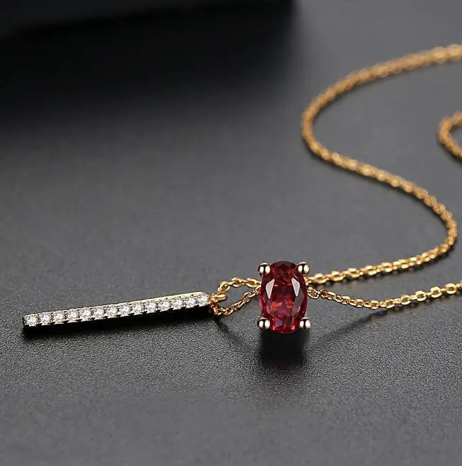 Luzora™ Lunar Flame – Red Diamond & Moonstone Pendant with Copper Inlay