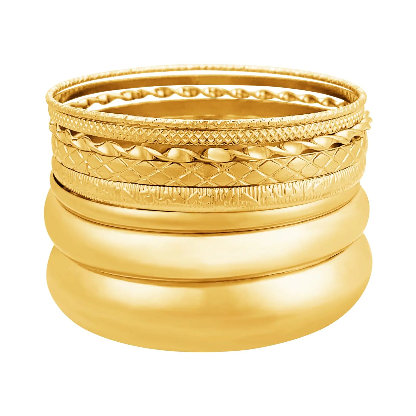 Luzora™ Gilded Harmony – Chunky Gold Bangle Bracelet Set