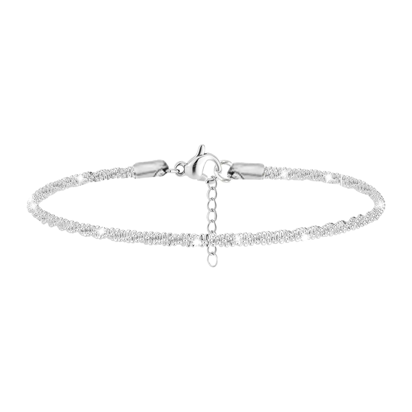 Luzora™ Sparkling Single-Layer Silver Anklet