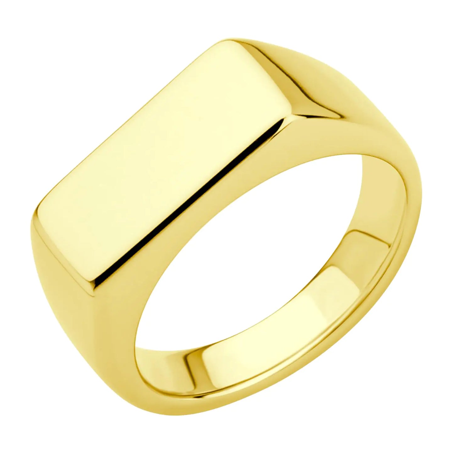 Luzora™ Steel Legacy – Gold Rectangle Signet Ring for Men
