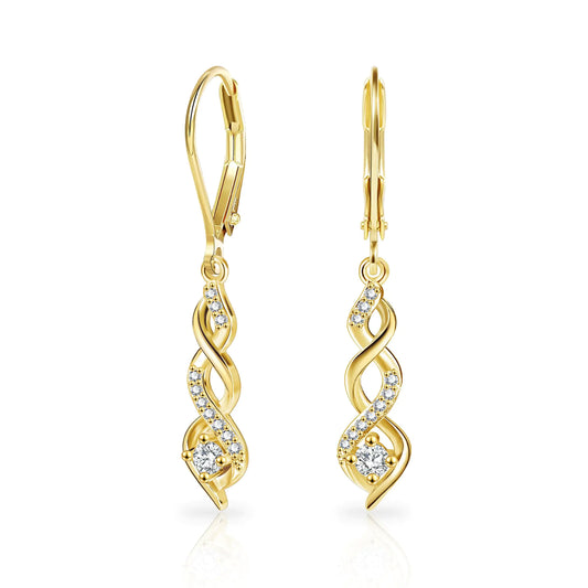 Luzora™ Sterling Silver Infinity Drop Dangle Earrings – 14K Gold Plated with Cubic Zirconia