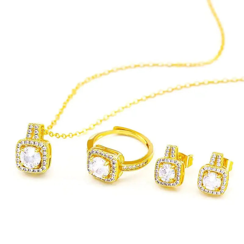 Luzora™ Promise Radiance – 3-Piece Gold-Plated Zirconia Jewelry Set