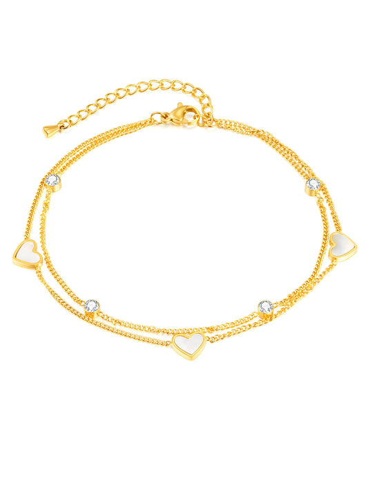 Luzora™ Golden Hearts Layered Anklets