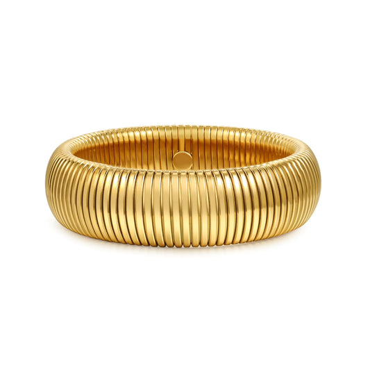Luzora™ Gilded Coil – 18K Gold-Plated Chunky Bangle Bracelet