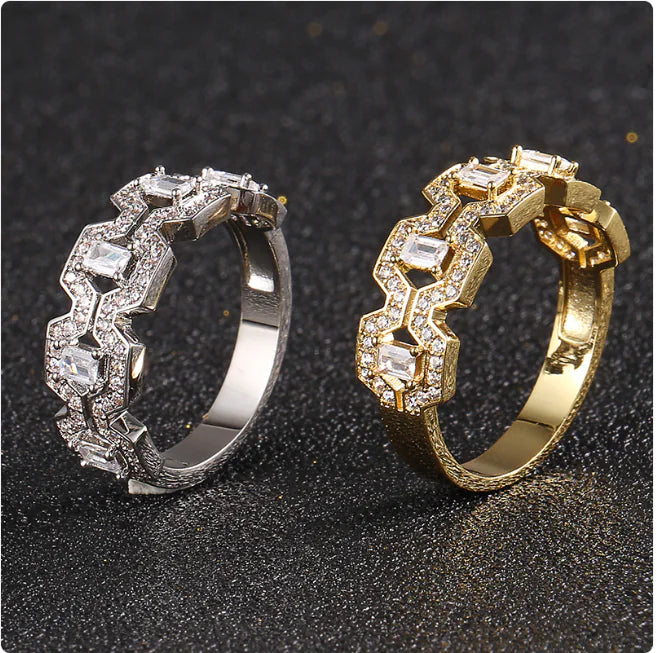 Vintage Rhinestone Inlaid Statement Ring