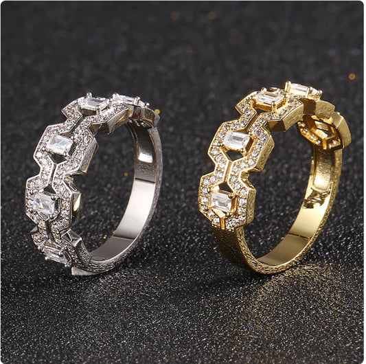 Vintage Rhinestone Inlaid Statement Ring