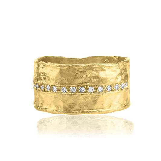 Luzora™ 14K Gold Over Sterling Silver Half-Eternity Statement Ring