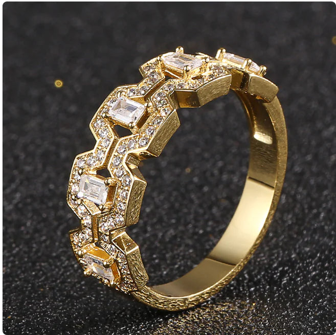 Vintage Rhinestone Inlaid Statement Ring