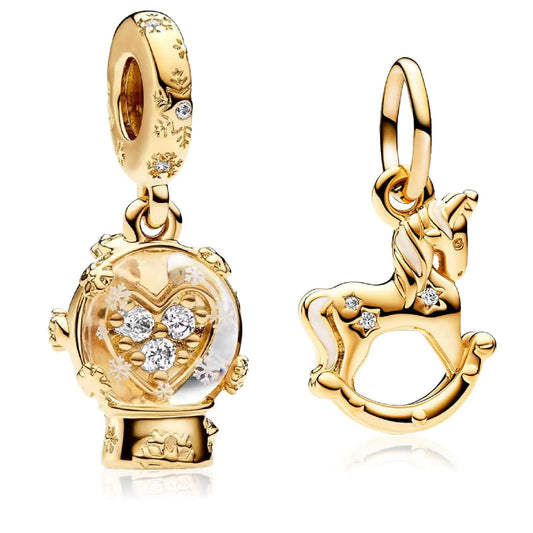 Luzora™ S925 Sterling Silver Christmas Charm Beads — Festive Two-Piece Gift Set